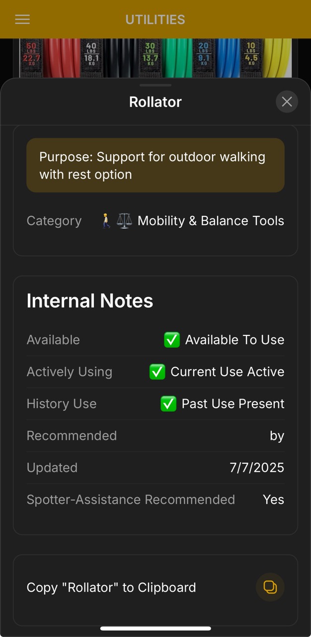 Utilities Detail Page (Rollator)